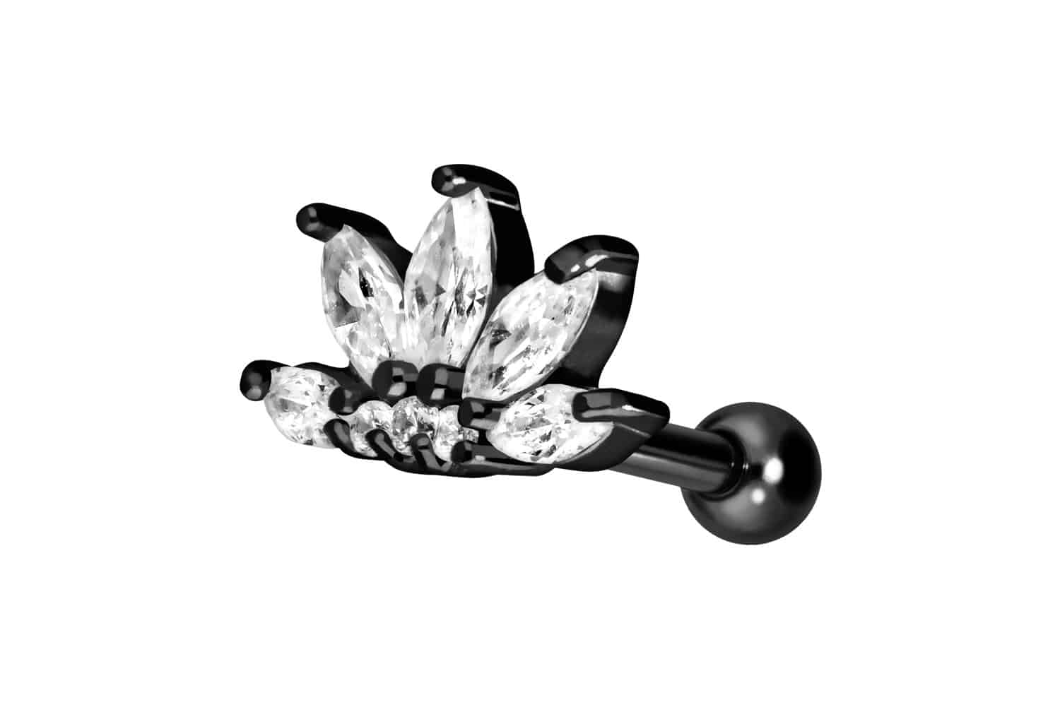Chirurgenstahl Ohrpiercing LOTUSBLÜTE + KRISTALLE